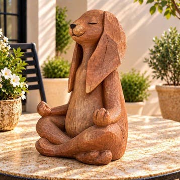 Beeldje - Yoga Rabbit Sculpture Decorative Figurine - Hars
