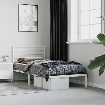 vidaXL Bedframe met hoofdbord metaal wit 90x190 cm, Verzenden