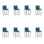 Set van 8 Leren barkrukken Break laag - Hermes Turquoise, Nieuw, Leer, Ophalen of Verzenden, 90 cm of meer