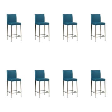 Set van 8 Leren barkrukken Break laag - Hermes Turquoise, Ophalen of Verzenden