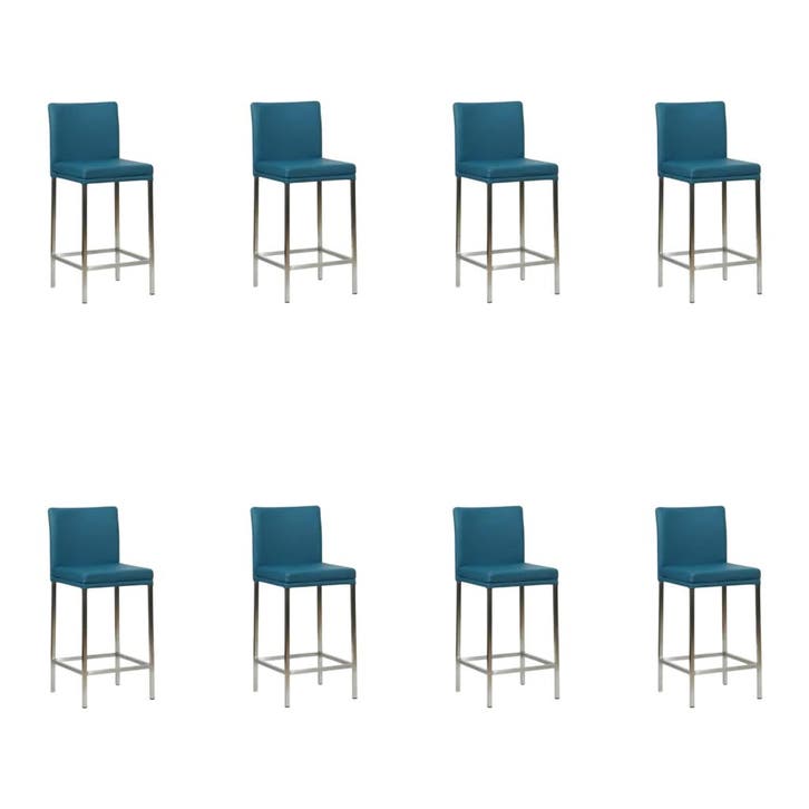 Set van 8 Leren barkrukken Break laag - Hermes Turquoise, Maison & Meubles, Tabourets de bar, Enlèvement ou Envoi
