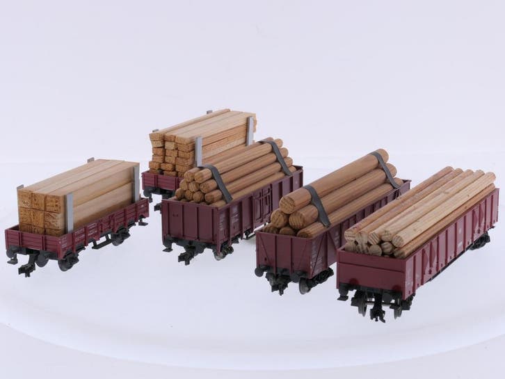 Schaal H0 Fleischmann set goederen wagens met houd als la..., Hobby en Vrije tijd, Modeltreinen | H0, Gelijkstroom, Analoog, Gebruikt