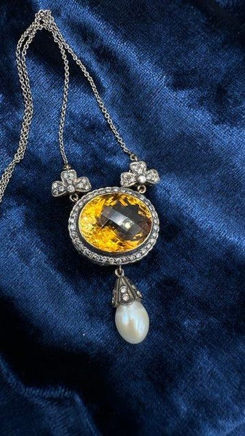 Collier - 18 carats Or jaune, Argent Diamant (Naturelle) -, Nieuw