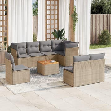 vidaXL Patio Sofa Set 8-zits Mix Beige en Lichtgrijs, Verzenden