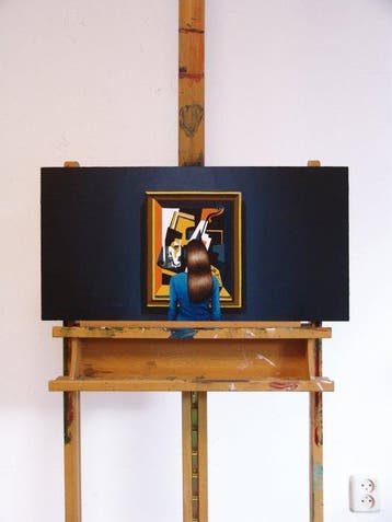 Gerard Boersma (1976) - Violin And Glass (painting of woman, Antiquités & Art, Art | Peinture | Moderne