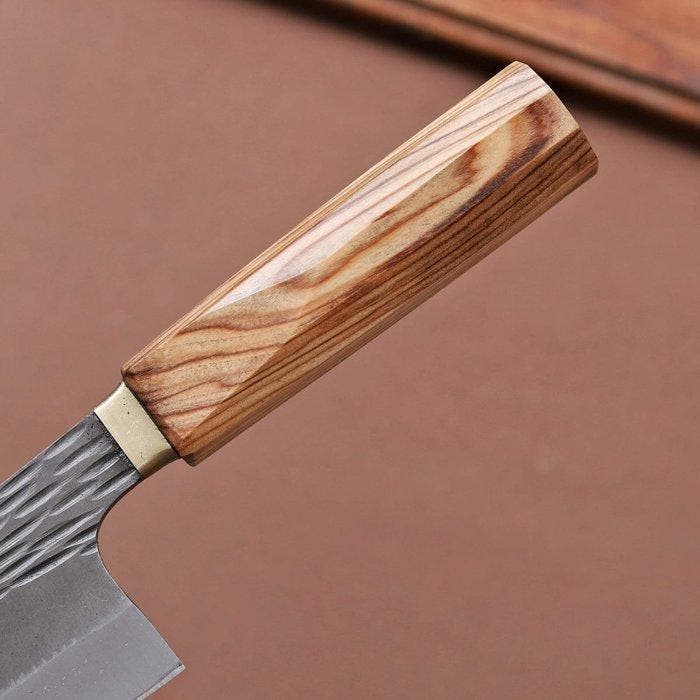 Forged Steel Cleaver Knife - Wooden Handle - Keukenmes -, Antiquités & Art, Antiquités | Ustensiles de cuisine