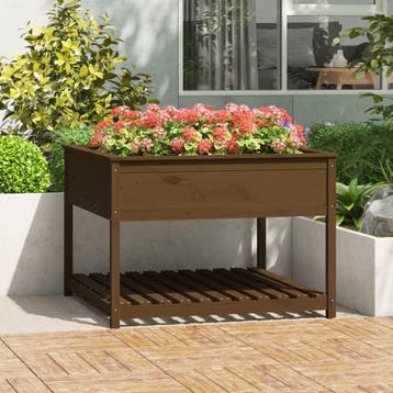 vidaXL Plantenbak met schap 111,5x111,5x81 cm grenenhout, Verzenden