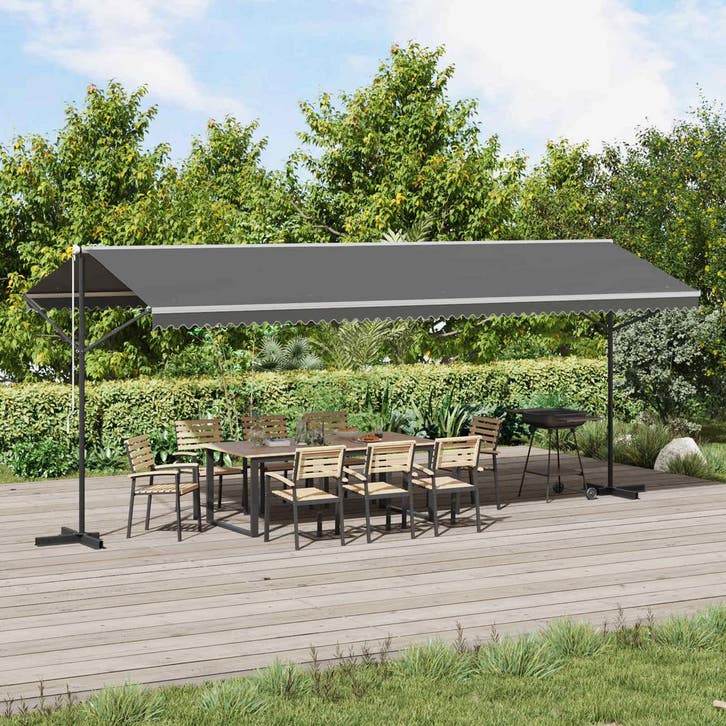 vidaXL Vrijstaande luifel Grijs 6 x 3 m Polyester, Jardin & Terrasse, Parasols, Envoi