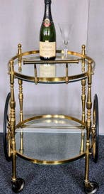 Serveerwagen - Messing, Glas - Exclusief en elegant, Antiek en Kunst, Curiosa en Brocante