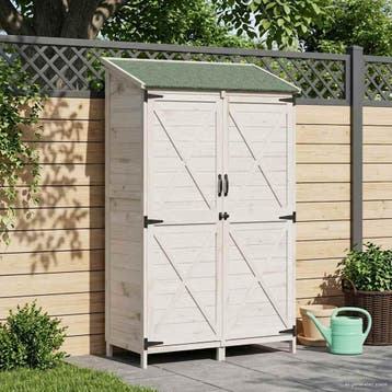 vidaXL Tuin Shed Wit 106 x 56 x 176,5 cm Massief Vurenhout, Verzenden