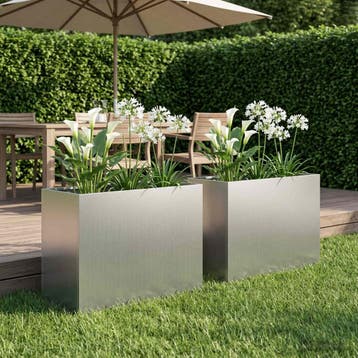 vidaXL Plantenbak 2 st zilver 60 x 30 x 50 cm Gegalvaniseerd, Jardin & Terrasse, Pots de fleurs, Verzenden