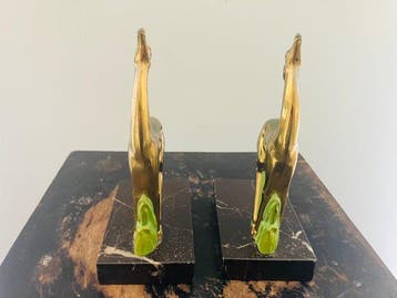 Boekensteunen (2) - Marmer, Legering - Antilope, Antiek en Kunst
