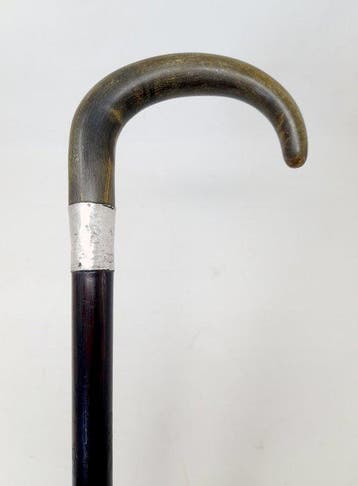 Wandelstok - Natuurlijke hoornhandvat - Hout, Zilver, Hoorn