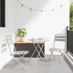 vidaXL Bistroset 3 pcs Beige Staal, Verzenden