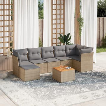 vidaXL 8-delige Loungeset met kussens poly rattan gemengd, Verzenden, Loungeset