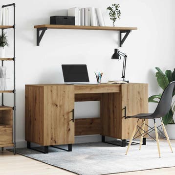 vidaXL Bureau artisanaal eikenkleurig Bewerkt hout 140 x 50, Huis en Inrichting, Verzenden, Nieuw