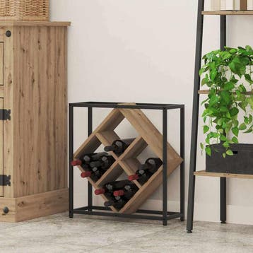 vidaXL Wijnrek 16 flessen Bewerkt hout Artisan Eiken, Verzenden, Nieuw