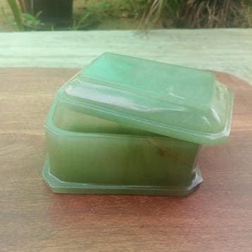 Aventurine Handgesneden Decoratieve Doos - Hoogte: 6.4 cm -, Verzamelen