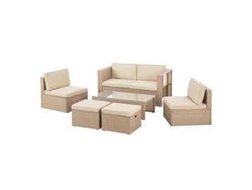 Veiling - Polyrotan Loungeset / Tuinset Salou - Crème, Tuin en Terras, Tuinsets en Loungesets, Nieuw