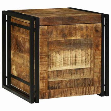 vidaXL Opbergbox Bruin en Zwart 50 x 50 x 50 cm Ruw mango, Verzenden, Nieuw