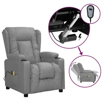 vidaXL Massagestoel elektrisch kunstleer grijs, Verzenden