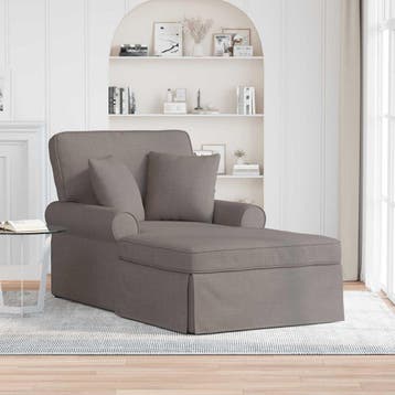 vidaXL Chaise Lounge met Rok 3 st Taupe Stof 91 x 157 x 91, Verzenden