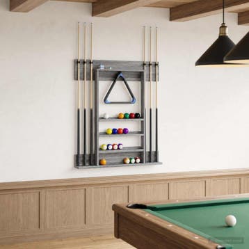 vidaXL Biljartkeu-stand Bewerkt hout 93 x 12 x 103 cm Grijs, Verzenden, Nieuw