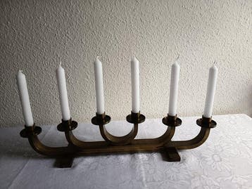 Chandelier - Laiton - Candélabre vintage à six flammes – en, Antiquités & Art
