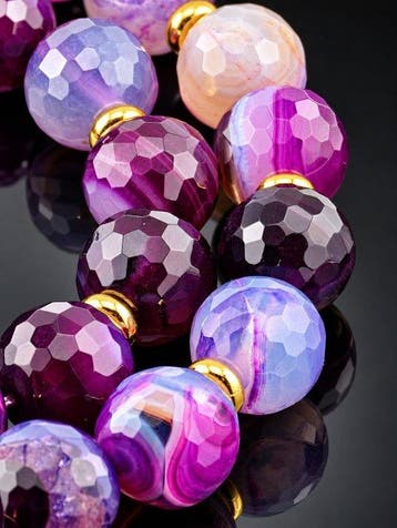 Luxe paarse agaatketting – rijke magenta- en