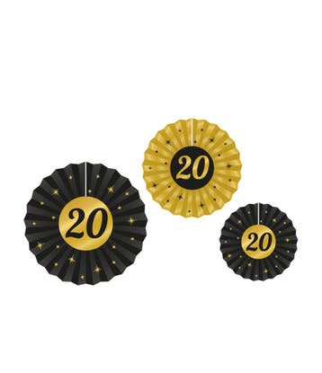Goud Zwarte Hangdecoratie 20 Jaar 3st, Verzenden, Nieuw