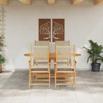 vidaXL Tuin Eettafel Set 5 pcs Beige Massief Acacia Hout, Verzenden