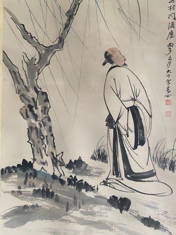 Inkt op papier, verticale as hangende rollendoeken - China -