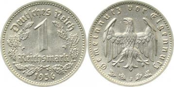 Duitsland 1 Reichsmark 1936 J f prfr J 354 1 Reichsmark, Verzenden