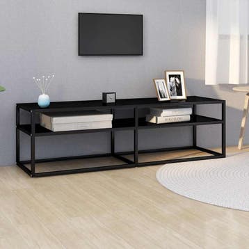vidaXL Tv-meubel 140x40x40,5 cm gehard glas zwart, Verzenden, Nieuw