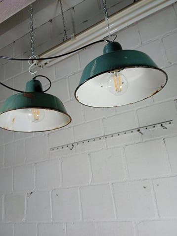 Plafondlamp - Vintage industriële emaille hanglamp -