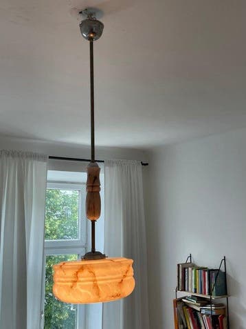 Lampe à suspendre - Verre - Art déco marbré
