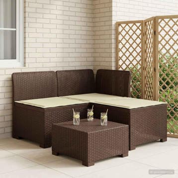 vidaXL 3-Zits Tu bank met Kussens Rattan Look 3-zits PP, Verzenden, Nieuw