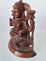Vintage Houten Lakshmi Beeld – Handgesneden Sheesham – India