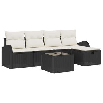 vidaXL Bankstel met kussen met opslag 6 pcs Zwart en Crème, Verzenden, Nieuw