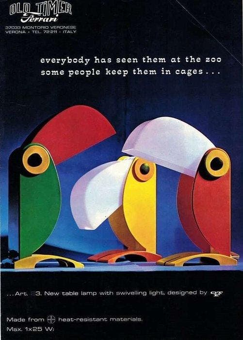 Enea Ferrari - Tafellamp - Tukan-Lampe - kunststof, Antiek en Kunst, Antiek | Verlichting