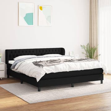 vidaXL Boxspring met matras stof zwart 180x200 cm, Verzenden