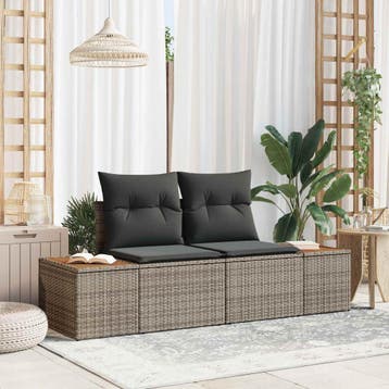 vidaXL Tuin Sofa Grijs 184 x 62 x 85cm poly rattan, Verzenden, Nieuw