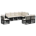 vidaXL Tuinbank Set 8 pcs Zwart poly rattan, Verzenden, Nieuw