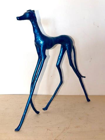 Abdoulaye Derme - Sculpture, Lévrier stylisé en bronze - 34, Antiquités & Art
