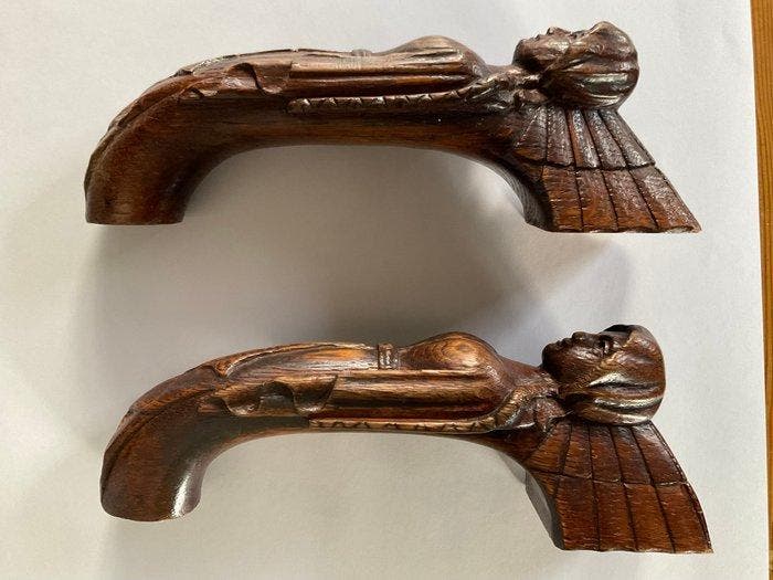 Art Nouveau Handvat (2) - 1920-1930 - Eiken deurgreep, Antiek en Kunst, Kunst | Designobjecten