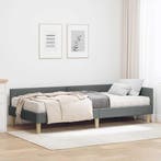 vidaXL Hoekbedframe met Matras met matras 2 pcs Grijs Stof, Verzenden