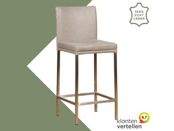 Leren barkruk Break laag - Vintage Lightgrey (lichtgrijs) -, Ophalen of Verzenden