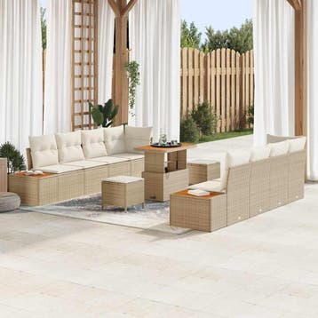 vidaXL Tuinbank Set 11 st 10-Aantal zitplaatsen Beige Poly, Verzenden