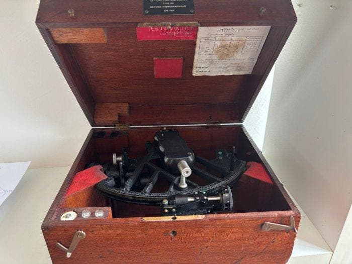 Micrometer sextant - Metaal, Hout, Glas - Poulin Blanchet -, Collections, Appareils photo & Matériel cinématographique