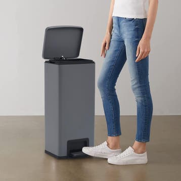 vidaXL Pedaalemmer met anti-vingerafdruk 30 L RVS grijs, Verzenden